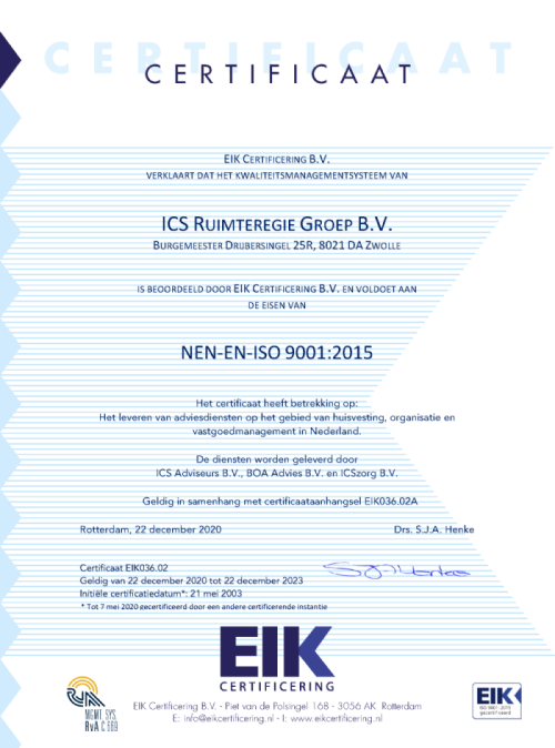 EIK036.02 Certificaat ICS Ruimteregie Groep